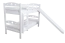 Wit hoogslaper met glijbaan 80 x 190 cm, massief beukenhout wit gelakt, deelbaar in twee eenpersoonsbedden, "Easy Premium Line" K27/n