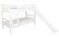 Wit hoogslaper met glijbaan 80 x 190 cm, massief beukenhout wit gelakt, deelbaar in twee eenpersoonsbedden, "Easy Premium Line" K28/n