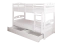 Stockbett für Erwachsene "Easy Premium Line" K19/n inkl. 2 Schubladen und 2 Abdeckblenden, Kopf- und Fußteil mit Löchern, Buche Vollholz massiv Weiß - 90 x 200 cm (B x L), teilbar