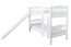 Wit hoogslaper met glijbaan 80 x 190 cm, massief beukenhout wit gelakt, deelbaar in twee eenpersoonsbedden, "Easy Premium Line" K29/n