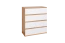 Jugendzimmer - Kommode Alard 05, Farbe: Eiche / Weiß - Abmessungen: 94 x 80 x 40 cm (H x B x T)