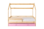 Kinderbed / kleuterbed massief grenen hout naturel D3, lade: roze, incl. lattenbodem - ligvlak: 80 x 160 cm (b x l)