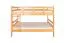 Stapelbed 120 x 200 cm voor kinderen "Easy Premium Line" K24/n, hoofdbord en voeteneind recht, massief beukenhout transparant gelakt, deelbaar