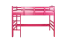 Hochbett 90 x 200 cm für Erwachsene, "Easy Premium Line" K22/n, Buche Massivholz rosa lackiert, teilbar