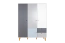 Jugendzimmer - Drehtürenschrank / Kleiderschrank Syrina 05, Farbe: Weiß / Grau / Blau - Abmessungen: 202 x 153 x 55 cm (H x B x T)