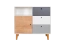 Tienerkamer - Ladekast Syrina 08, kleur: wit / grijs / eiken - Afmetingen: 96 x 103 x 45 cm (H x B x D)