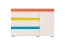 Kinderzimmer - Kommode Peter 03, Farbe: Kiefer Weiß / Orange / Gelb / Türkis - Abmessungen: 84 x 126 x 44 cm (H x B x T)