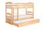 Stapelbed voor volwassenen "Easy Premium Line" K19/h incl. onderschuifbed /extra ligplaats en 2 afdekplaten, hoofd- en voeteneinde met gaten, massief beukenhout transparant gelakt - ligvlak: 90 x 200 cm (b x l), deelbaar