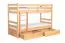 Stapelbed voor volwassenen "Easy Premium Line" K20/n incl. 2 laden en 2 afdekpanelen, hoofd- en voeteneinde recht, massief beukenhout natuur / transparant gelakt - ligvlak: 90 x 200 cm, deelbaar