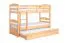 Stapelbed "Easy Premium Line" K18/h incl. onderschuifbed /extra ligplaats en 2 afdekplaten, hoofdbord met gaten, massief beukenhout transparant gelakt - ligvlak: 90 x 200 cm, deelbaar