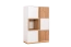 Kommode Lefua 05, Farbe: Weiß / Nussfarben - Abmessungen: 123 x 80 x 39 cm (H x B x T)