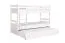 Stapelbed voor volwassenen "Easy Premium Line" K20/h incl. schuifbed /extra ligplaats en 2 afdekplaten, hoofd- en voeteneinde recht, massief beuken wit - 90 x 200 cm (b x l), deelbaar