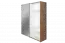 Schuifdeurkast / kledingkast Gataivai 04, kleur: Beige hoogglans / walnoten - 224 x 182 x 65 cm (H x B x D)