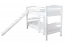 Wit hoogslaper met glijbaan 80 x 190 cm, massief beukenhout wit gelakt, deelbaar in twee eenpersoonsbedden, "Easy Premium Line" K29/n