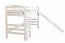 Wit hoogslaper met glijbaan 90 x 190 cm, massief beukenhout wit gelakt, om te bouwen tot eenpersoonsbed, "Easy Premium Line" K30/n