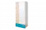 Jeugdkamer / tienerkamer - draaideurkast / kleerkast Aalst 17, kleur: eiken / wit / blauw - afmetingen: 190 x 80 x 50 cm (h x b x d)