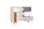 Jeugdkamer / tienerkamer - Commode / ladekast Syrina 03, kleur: wit / grijs / eiken - afmetingen: 97 x 104 x 55 cm (h x b x d)