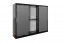 Schuifdeurkast / kledingkast Bisaurin 6D met spiegel, kleur: Zwart - Afmetingen: 200 x 250 x 62 cm ( H x B x D)