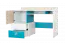 Jeugdkamer / tienerkamer - Bureau Aalst 23, kleur: eiken / wit / blauw - Afmetingen: 86 x 125 x 55 cm (H x B x D)
