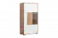 Vitrine Manase 05, kleur: eiken bruin / hoogglans wit - 150 x 77 x 41 cm (h x b x d)