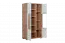 Vitrine Manase 05, kleur: eiken bruin / hoogglans wit - 150 x 77 x 41 cm (h x b x d)