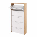 Schoenenkast Belvun 5 / Kleur: Artisan eiken/mat wit / 5 kiep- kantelvakken / veel opbergruimte op een klein oppervlak / 69 x 25 x 187 cm / ingang / garderobe / hal