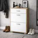 Schoenenkast Stepino / Kleur: Artisan eiken / mat wit / 2 klapvakken / 1 lade / ingang / garderobe / 60 x 30 x 88,5 cm / Hal